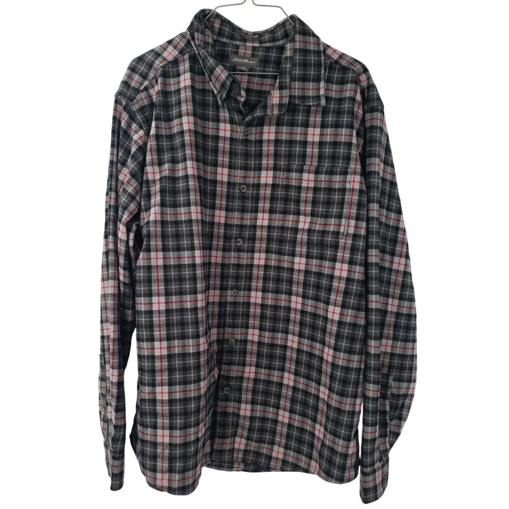 Eddie Bauer Plaid Button Down Shirt Men's Size XL Long Sleeve 100% Cotton Fall